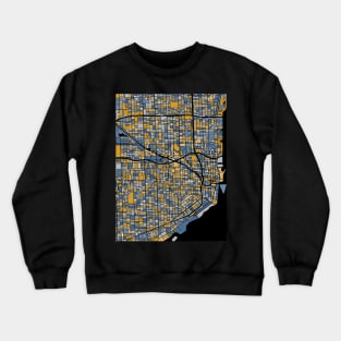 Miami Map Pattern in Blue & Gold Crewneck Sweatshirt